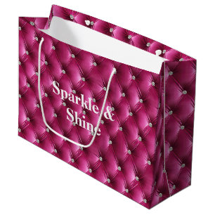 Warm Pink Faux Velvet Large Gift Bag