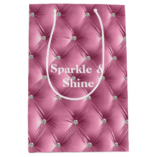 Warm Pink Faux Velvet Medium Gift Bag
