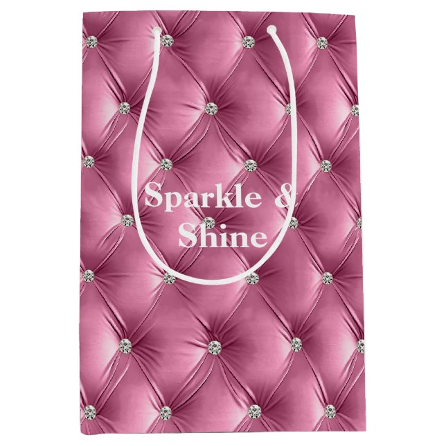 Warm Pink Faux Velvet Medium Gift Bag (Front)