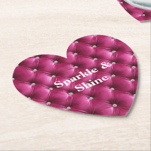 Warm Pink Faux Velvet Paper Coaster