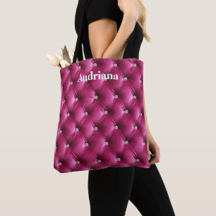 Warm Pink Faux Velvet Tote Bag