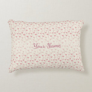 Warm Pink Floral Pattern Personalized Accent Pillow