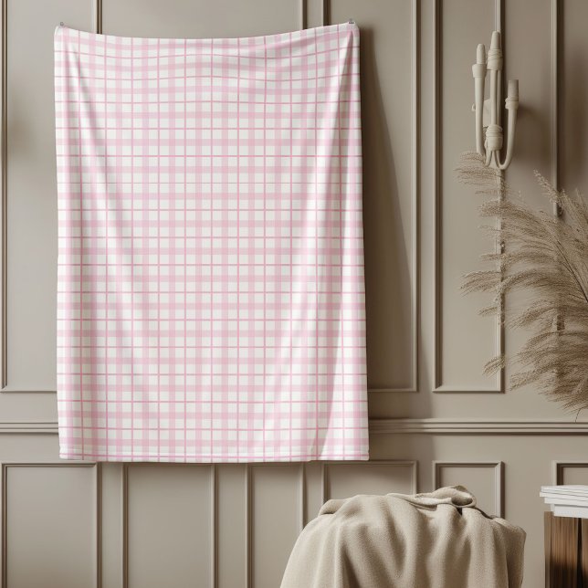 Warm Pink Gingham Blanket Vintage Farmhouse Look (Warm Pink Gingham Blanket Vintage Farmhouse Look)