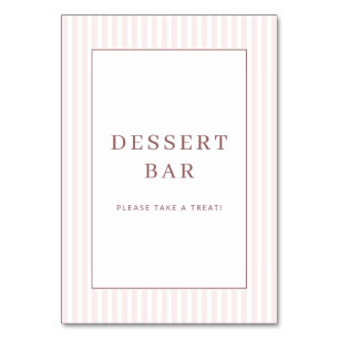 Warm Pink Minimalist Dessert Bar Sign Table Number