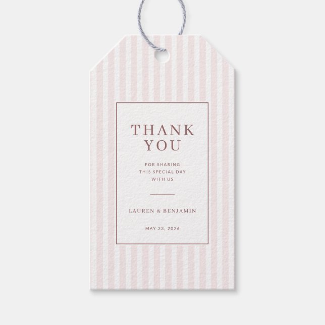 Warm Pink Striped Gratitude Gift Tags (Front)
