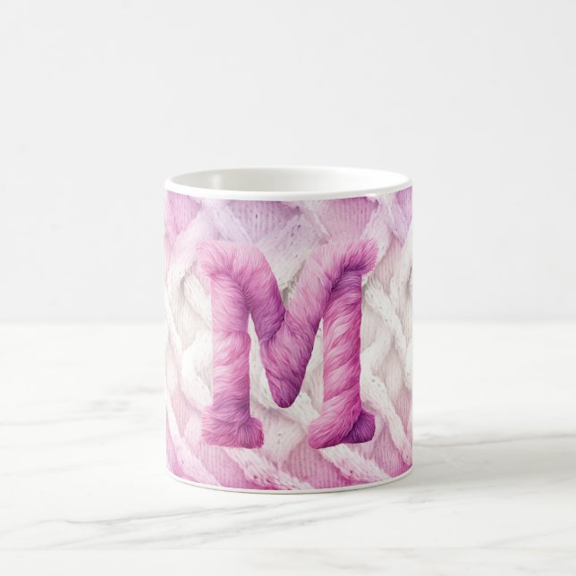 Warm Pink White Purple Letter M Coffee Mug (Center)