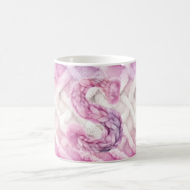 Warm Pink White Purple Letter S Coffee Mug (Center)