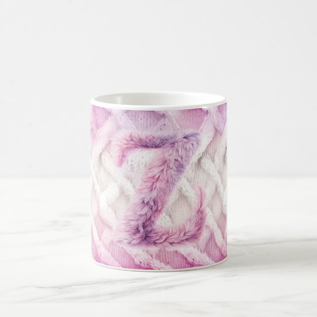 Warm Pink White Purple Letter Z Coffee Mug (Center)