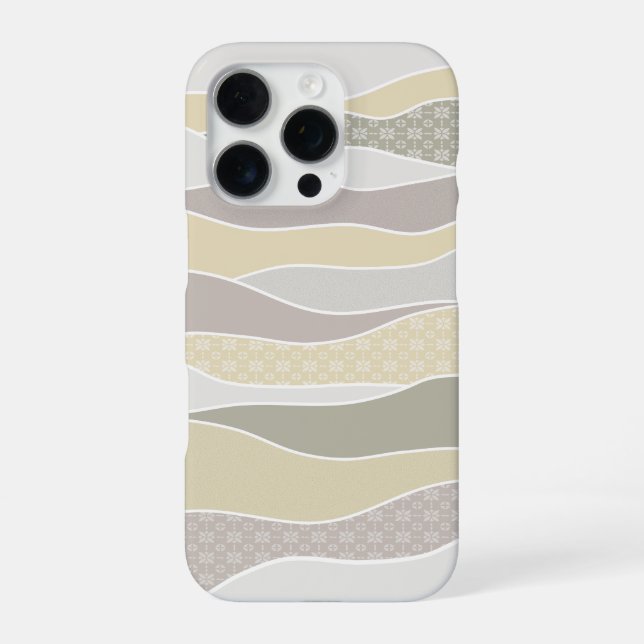 Warm Pink Yellow Green Curved Stripe Abstract Wave iPhone Case (Back)