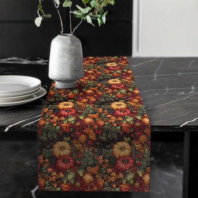 Warm Pumpkins & Floral Classic Fall Look Decor Long Table Runner (Warm Pumpkins & Floral Classic Fall Look Decor Long Table Runner)