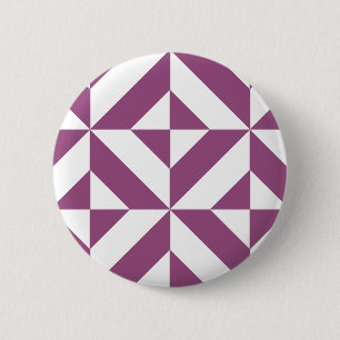 Warm Purple Geometric Deco Cube 2 Inch Round Button