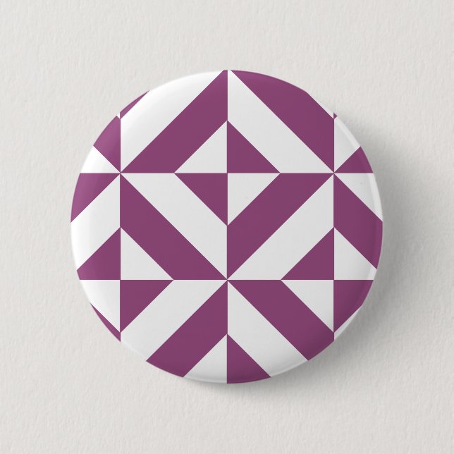 Warm Purple Geometric Deco Cube 2 Inch Round Button (Front)
