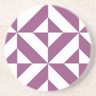 Warm Purple Geometric Deco Cube Coaster