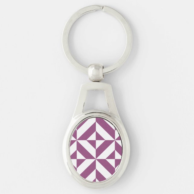 Warm Purple Geometric Deco Cube Keychain (Front)