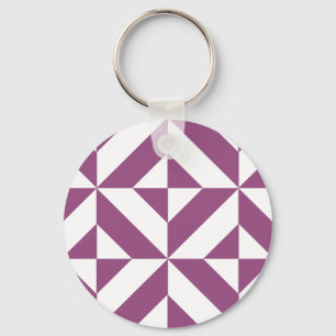 Warm Purple Geometric Deco Cube Keychain