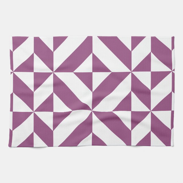 Warm Purple Geometric Deco Cube Kitchen Towel (Horizontal)