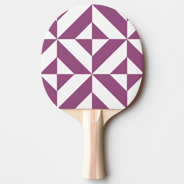 Warm Purple Geometric Deco Cube Ping Pong Paddle (Front)