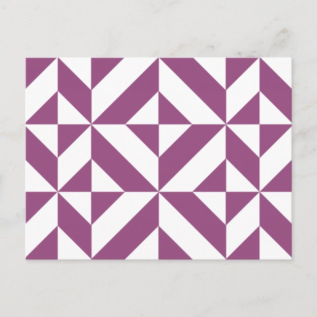 Warm Purple Geometric Deco Cube Postcard (Front)