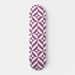 Warm Purple Geometric Deco Cube Skateboard