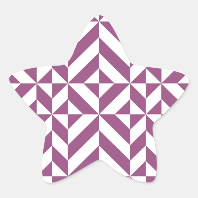 Warm Purple Geometric Deco Cube Star Sticker (Front)