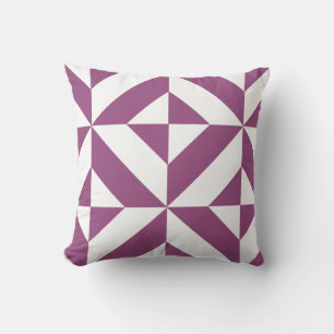 Warm Purple Geometric Deco Cube Throw Pillow