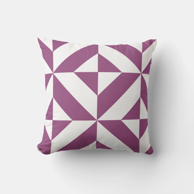 Warm Purple Geometric Deco Cube Throw Pillow (Front)