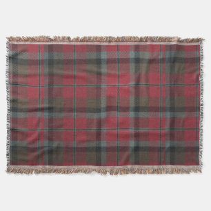 Warm Red and Brown Tartan Throw Blanket