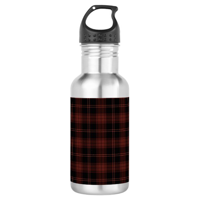 Warm Red, Black Plaid (Tartan) Pattern 532 Ml Water Bottle (Front)