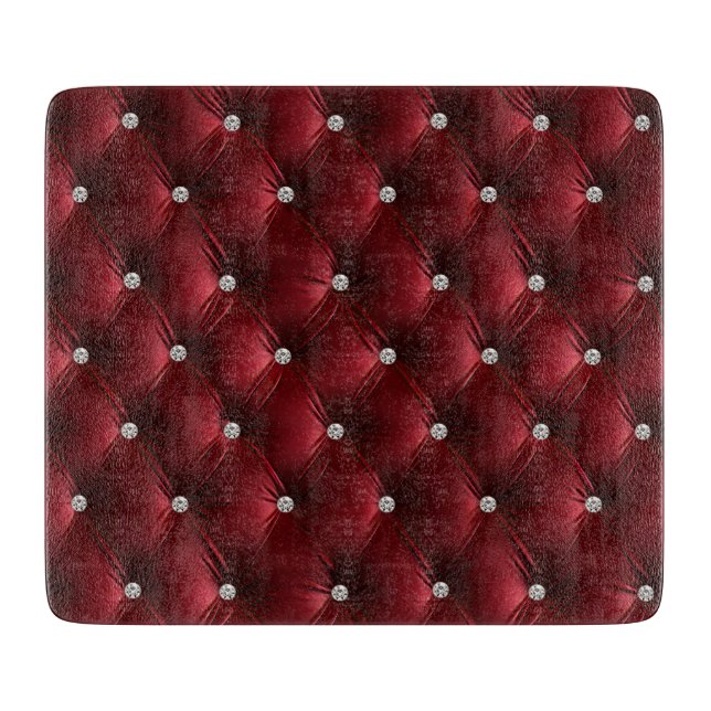 Warm Red Chic Faux Velvet Cutting Board (Front)
