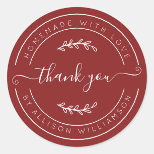 Warm Red Homemade Thank You Label