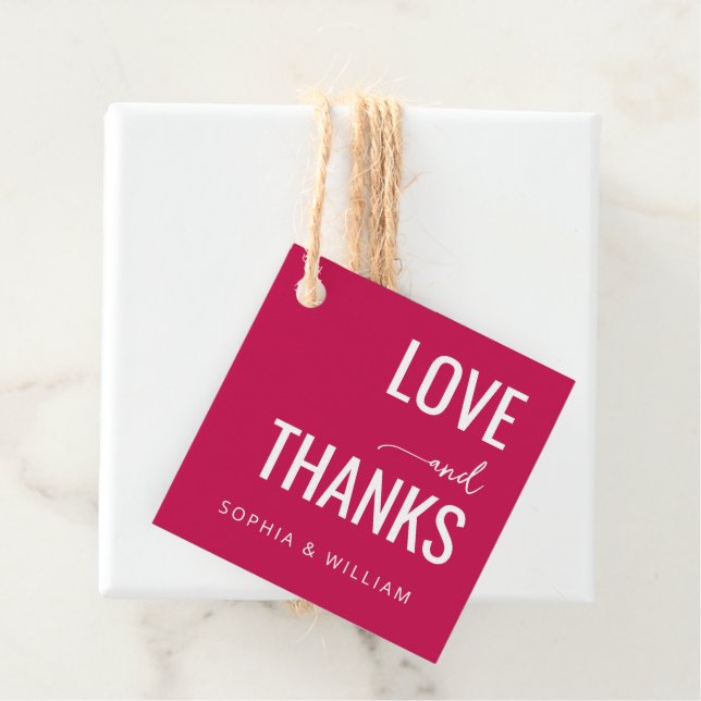 Warm Red Minimalist Wedding Favor Tag (In Situ)