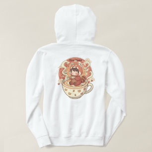 Warm Red Panda Coffee Cup Graphic Hoodie