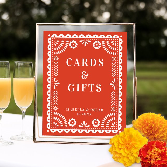 Warm Red Papel Picado Wedding Reception Sign (Creator Uploaded)