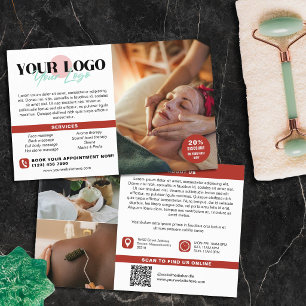 Warm Red Your Logo Photos QR Spa Salon Flyer