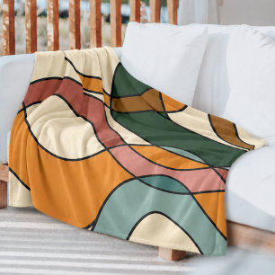 Warm Retro Abstract Cozy Home Decor Fleece Blanket