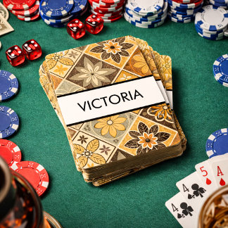 Warm Retro Floral Pattern Mosaic Personalized Playing Cards