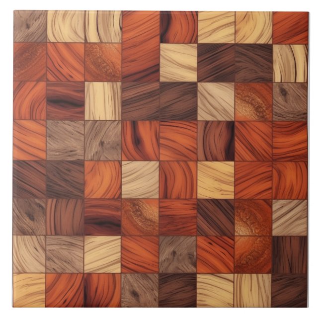Warm Rosewood Seamless Pattern Ceramic Tile (Front)