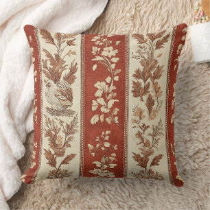 Warm Rust Hen Toile French Country Pattern Throw Pillow