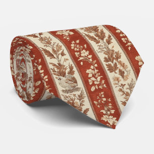 Warm Rust Hen Toile French Country Pattern Tie