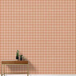 Warm Rustic Autumn Brown Cozy Chequerboard Pattern Wallpaper