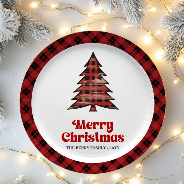 Warm Rustic Buffalo Plaid Christmas Paper Plates (Warm Rustic Buffalo Plaid Christmas Paper Plates)