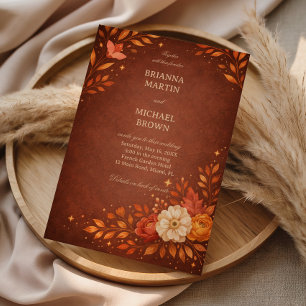 Warm Rustic Floral Autumn Elegant Invitation