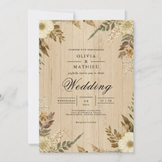 Warm Sepia Botanical Arch Wedding Invitation
