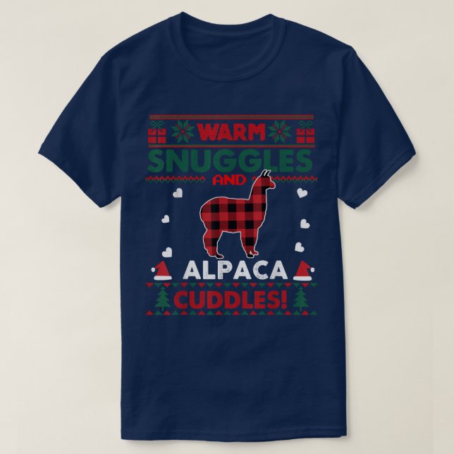 Warm Snuggles Alpaca Lovers Xmas Ugly Christmas Sw T-Shirt (Design Front)