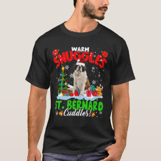Warm Snuggles St. Bernard Cuddles Xmas Tree Plaid T-Shirt