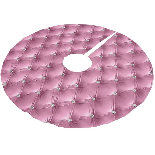 Warm Soft Pink Faux Velvet Brushed Polyester Tree Skirt (Angled)