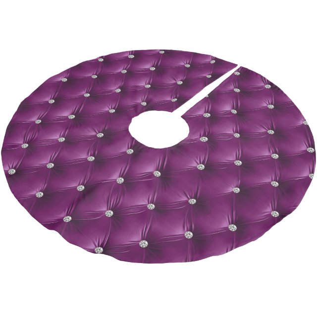 Warm Soft Purple Magenta Faux Velvet Brushed Polyester Tree Skirt (Angled)