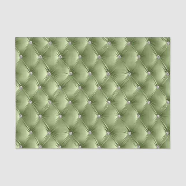 Warm Soft Sage Green Chic Faux Velvet Tissue Paper (Front)