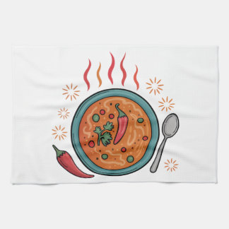 Warm Spicy Curry Food Art Kitchen Towel