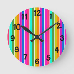 Warm Spring Stripes  Round Clock